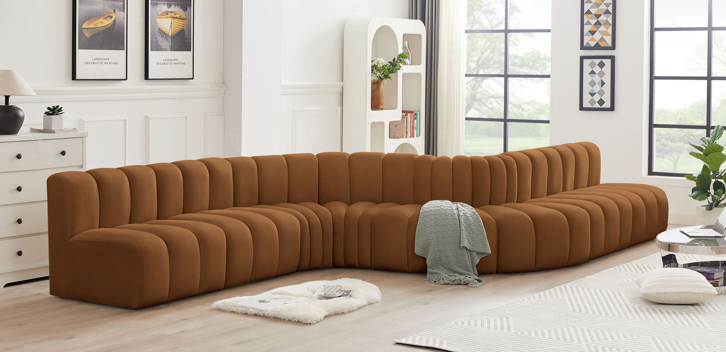 Arc - Velvet 8 Piece Curved Modular Sofa - Saddle - Simple Home Plus