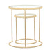 Maylin - 2 Piece Round Glass Top Nesting Table Set - Gold - Simple Home Plus