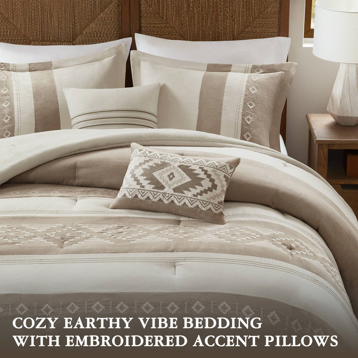 Sutherland - Full/Queen Comforter 5 Piece Set - Taupe - Simple Home Plus
