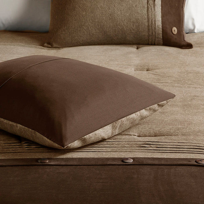 Boone - King 7 Piece Comforter Set - Brown - Simple Home Plus