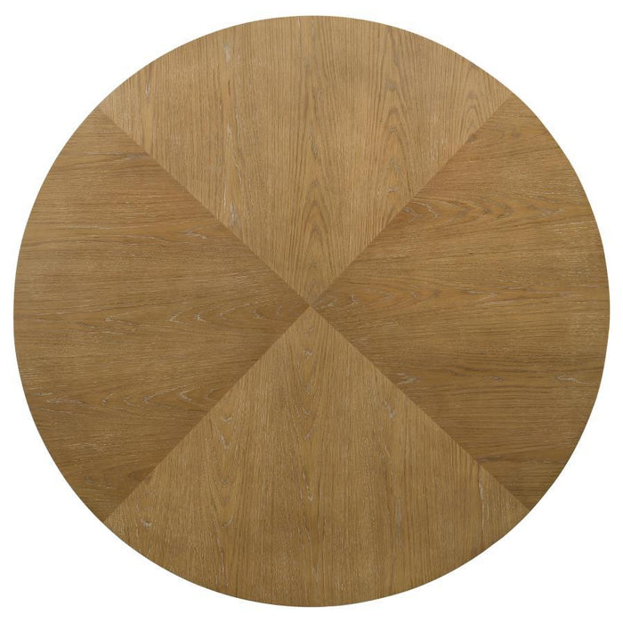 Danvers - Round Wood Dining Table - Brown Oak - Simple Home Plus