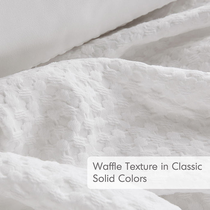 Mina - King/California King Weave Textured Duvet Cover Set - White - Simple Home Plus