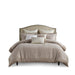Pescal - Queen Velvet Comforter Set With Euro Shams and Throw Pillows - Beige - Simple Home Plus