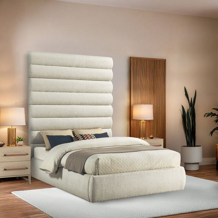 Adam - Boucle Fabric Bed With 89" Headboard - Simple Home Plus