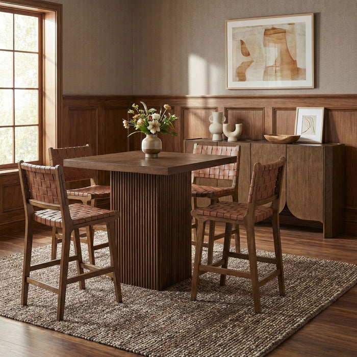 Entwine - Vegan Leather Upholstered Counter Stool - Painted Brown - Simple Home Plus