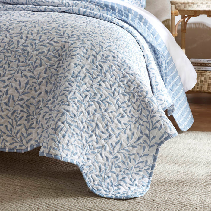 Darcy - 3 Piece Print King Quilt Set - Blue - Simple Home Plus