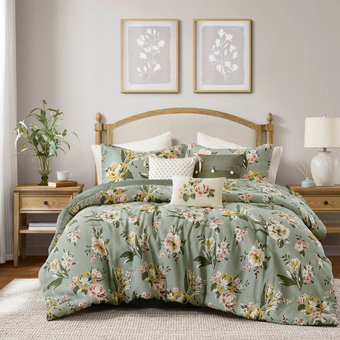 Salara - Queen Comforter Set - Green - Simple Home Plus