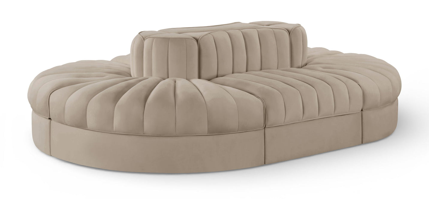 Rummi - Oval Velvet Performance Fabric Upholstered 6 Piece Modular Sectional - Simple Home Plus