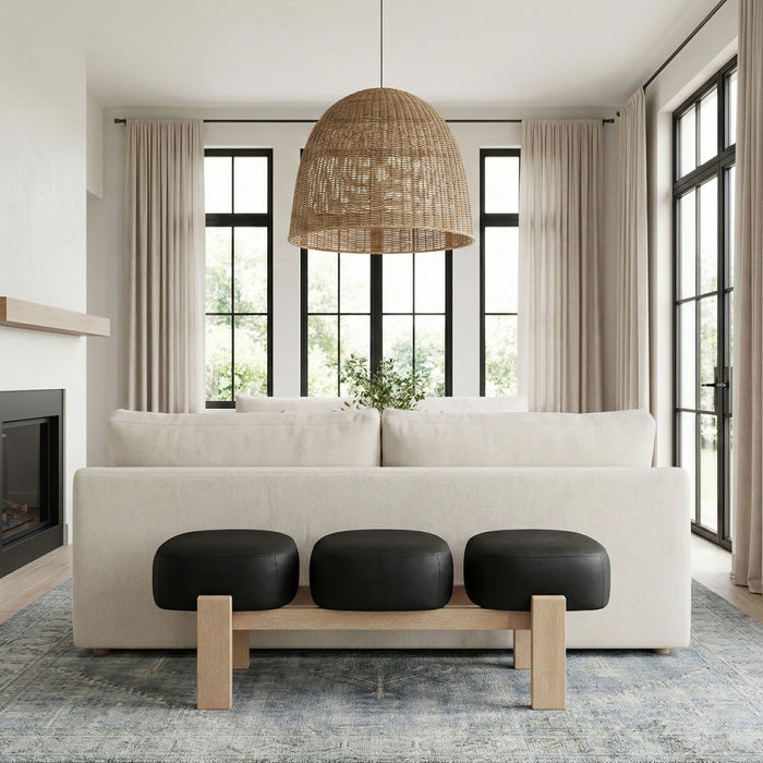 Woodcrest - Vegan Leather Upholstered Bench - Painted Natural Base - Simple Home Plus