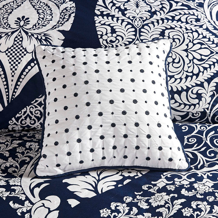 Vienna - King 7 Piece Printed Comforter Set - Indigo - Simple Home Plus