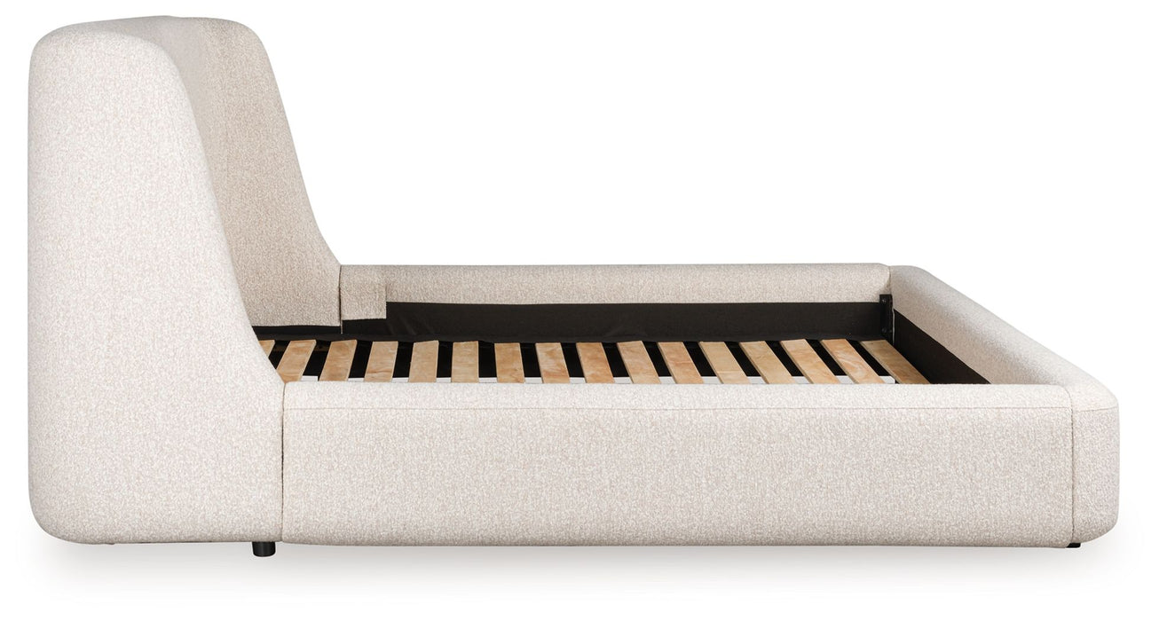 Neo - White / Gray - King Upholstered Platform Bed - Simple Home Plus