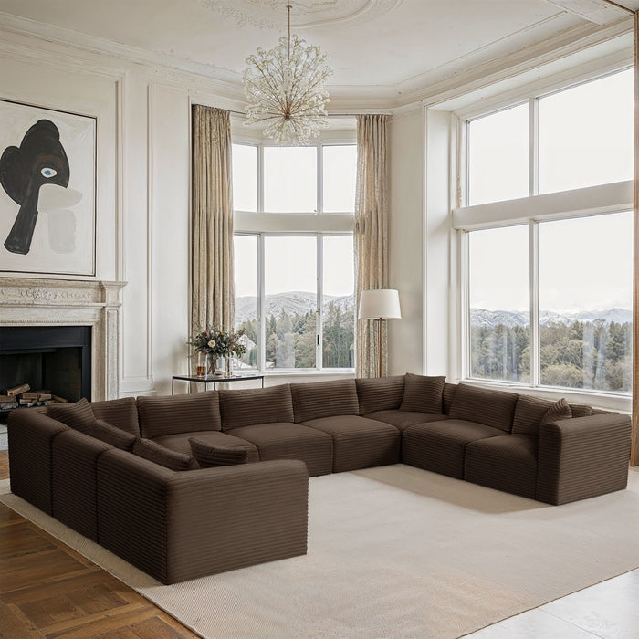 Shaggy - 9 Piece Modular U-Shaped Sectional - Simple Home Plus