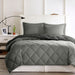Larkspur - Twin 3M Scotchgard Diamond Quilting Reversible Down Alternative Comforter Set - Black / Gray - Simple Home Plus