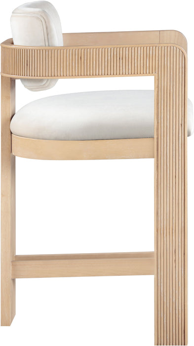 Sacha - Velvet Stool With Natural Base - Simple Home Plus