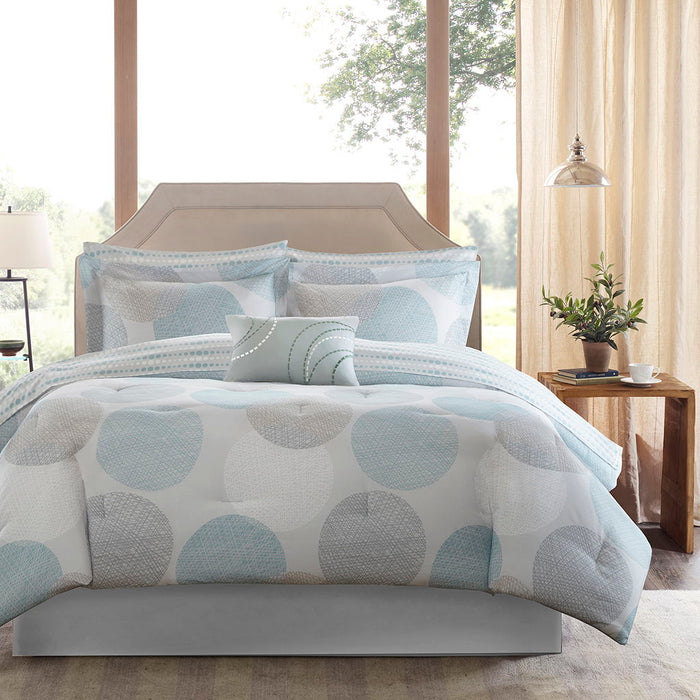 Knowles - Twin Complete Comforter And Sheet Set - Aqua - Simple Home Plus