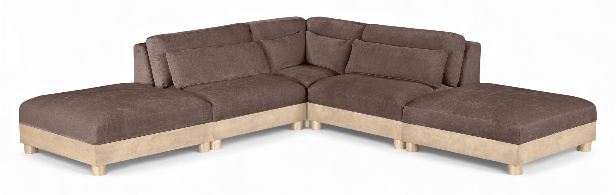 Turin - Chenille Fabric Upholstered Modular Sectional - Brown - Simple Home Plus