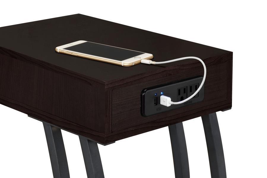 Troy - 1-Drawer C-Shaped Side Table Power Outlet - Simple Home Plus