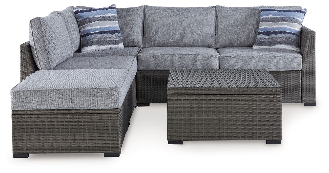 Petal Road - Gray - Loveseat Sectional, Ottoman, Table Set (Set of 4) - Simple Home Plus