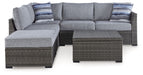 Petal Road - Gray - Loveseat Sectional, Ottoman, Table Set (Set of 4) - Simple Home Plus