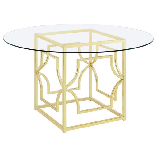 Starlight - Round Glass Top Metal Dining Table - Simple Home Plus