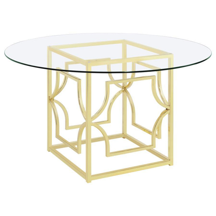 Starlight - Round Glass Top Metal Dining Table - Simple Home Plus