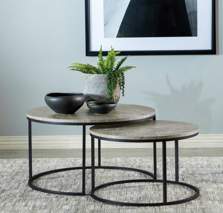 Lainey - 2 Piece Round Faux Marble Nesting Coffee Table - Simple Home Plus