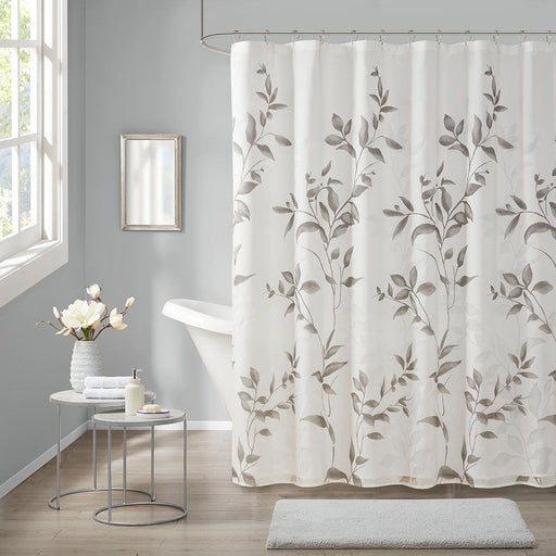 Cecily - 72" Burnout Printed Shower Curtain - Gray - Simple Home Plus