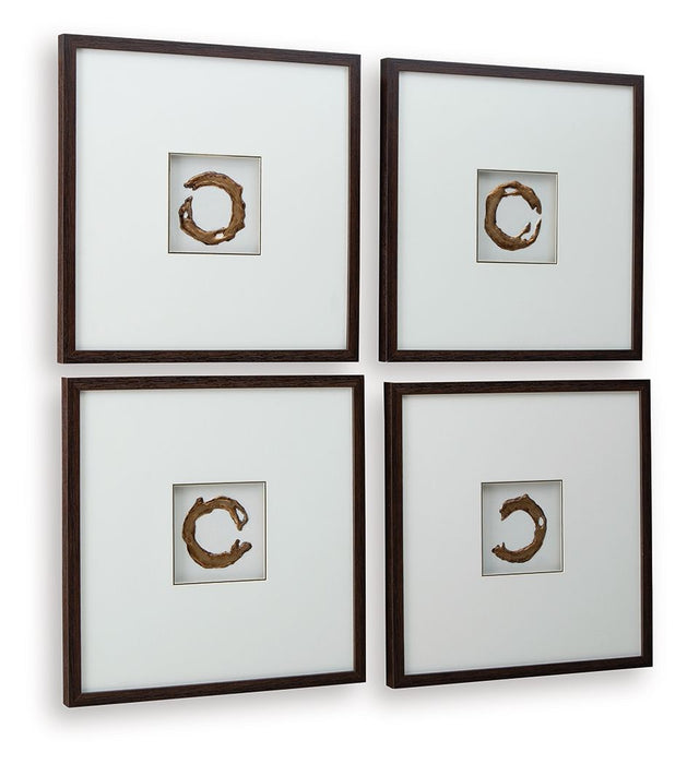 Dallbourne - White / Gold Finish - Wall Art Set (Set of 4) - Simple Home Plus
