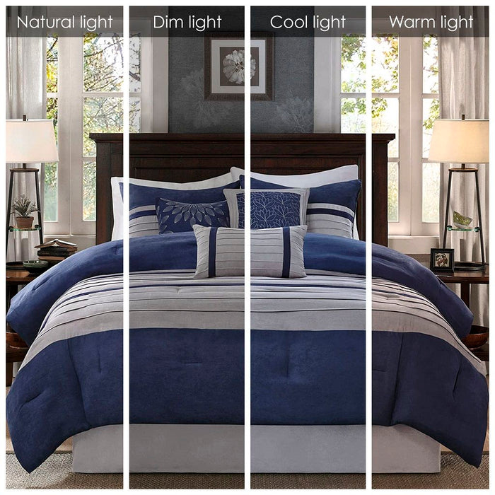 Palmer - King Piece Comforter (Set of 7) - Blue - Simple Home Plus