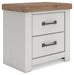 Savonport - Two Drawer Night Stand - White / Brown - Simple Home Plus
