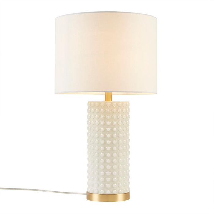 Grace Ivy - Textured Dot Table Lamp - White / Gold - Simple Home Plus