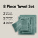 800GSM - 8 Piece Antimicrobial Towel Set - Dusty Green - Simple Home Plus