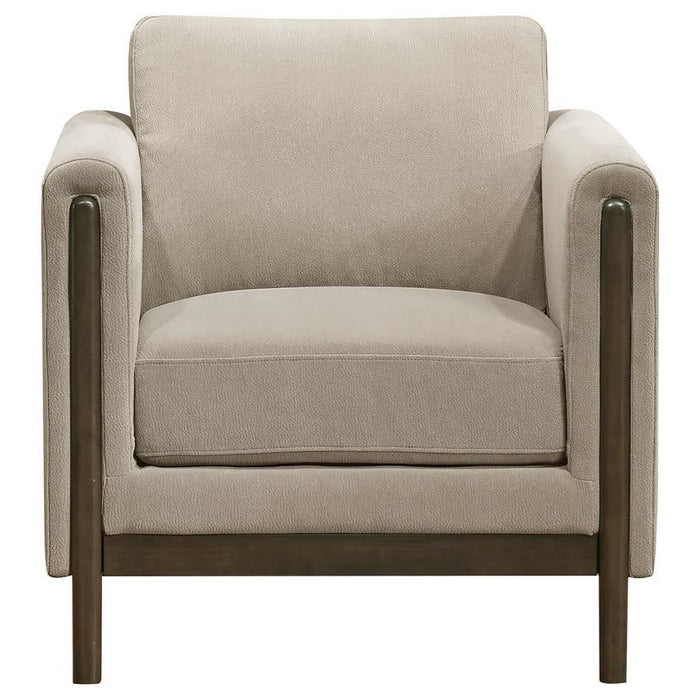 Islington - Fabric Upholstered Panel Arm Accent Chair - Taupe - Simple Home Plus