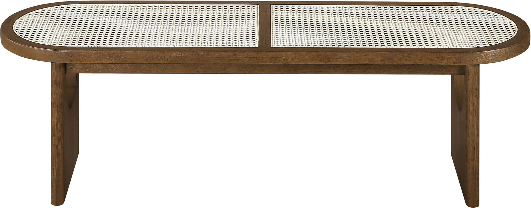 Canovia - Solid Wood And Faux Cane Bench - Simple Home Plus