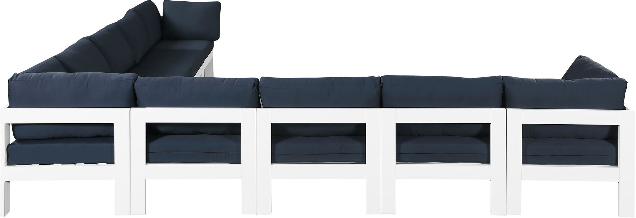 Nizuc - Outdoor Patio 9 Piece Modular Sectional With White Frame - Simple Home Plus