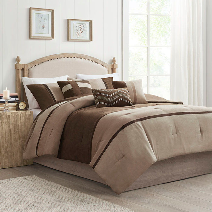 Palisades - King 7 Piece Comforter Set - Brown - Simple Home Plus