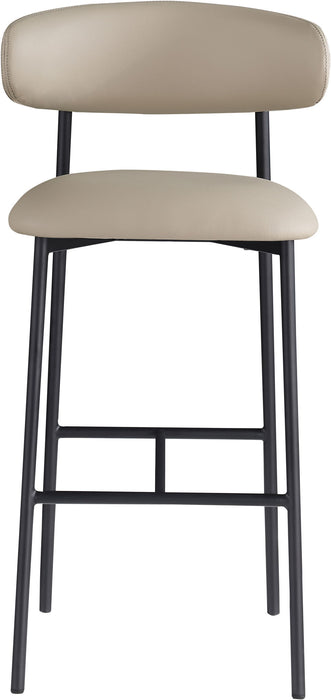 Lupita - Vegan Leather Upholstered Bar Stool (Set of 2) - Taupe / Matte Black - Simple Home Plus