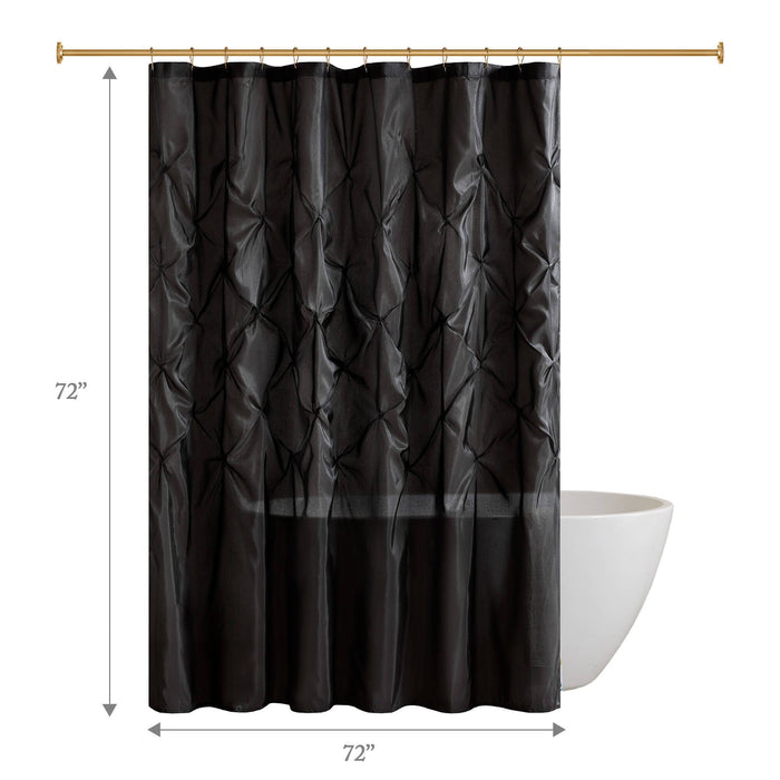 Laurel - Tufted Semi-Sheer Shower Curtain - Black - Simple Home Plus