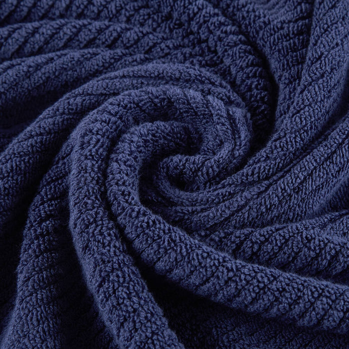 Diagonal Ribbed - 6 Piece Washcloths Set - Navy - Simple Home Plus