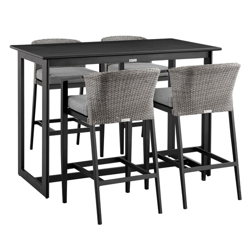 Palma - Outdoor Patio 5 Piece Bar Table Set With Cushions - Gray - Simple Home Plus