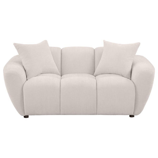 Destino - Chenille Upholstered Splayed Arm Loveseat - Greige - Simple Home Plus