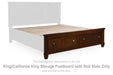 Danabrin - King/California King Storage Footboard With Roll Slats - Brown - Simple Home Plus