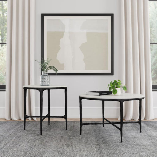 Hermas - Round Marble Coffee And End Table Set - Simple Home Plus