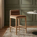 Ellis - Vegan Leather Upholstered Counter Stool (Set of 2) - Natural Base - Simple Home Plus
