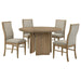 Adina - 5 Piece Round Dining Table Set - Barley / Distressed Light Brown - Simple Home Plus