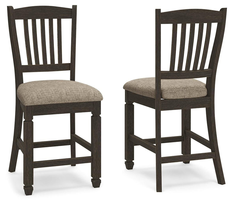 Tyler Creek - Upholstered Barstool (Set of 2) - Black / Grayish Brown - Simple Home Plus