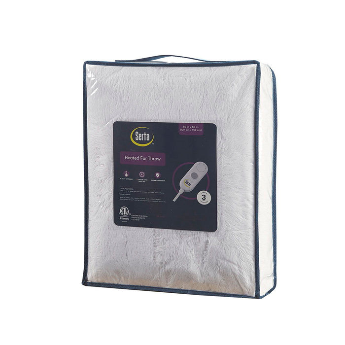 Malea - Shaggy Heated Throw - White - Simple Home Plus