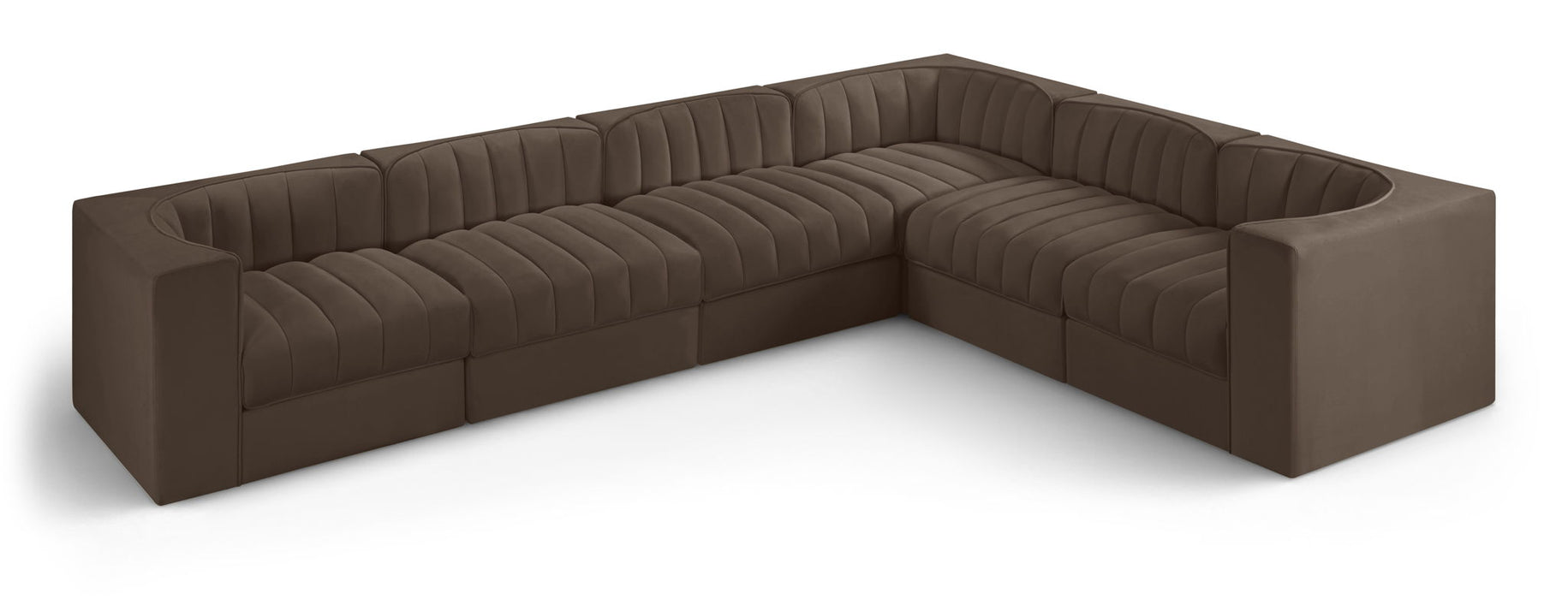 Rummi - Velvet Performance Fabric Upholstered 6 Piece Modular Sectional (With 3 Corner Chairs) - Simple Home Plus