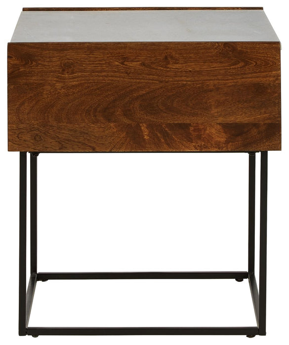 Rusitori - Brown / Beige / White - Rectangular End Table - Simple Home Plus