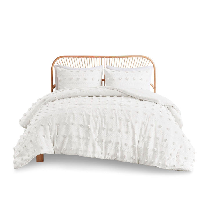 Lucy - Clip Jacquard Comforter Set - White - Simple Home Plus